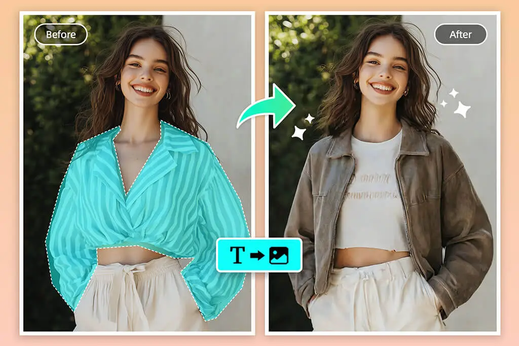 Multiple fashion style options for AI clothes changing