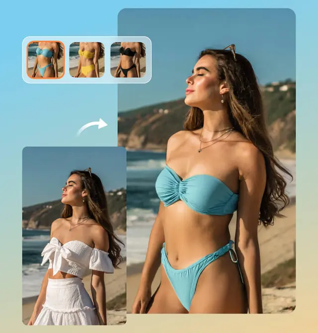 AI virtual try-on example - fashion style change result